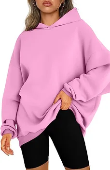 2023 Женский Однотонный пуловер с капюшоном, Негабаритный Свободный Повседневный Плюс Флисовый свитер, Толстовки, Женская толстовка с капюшоном